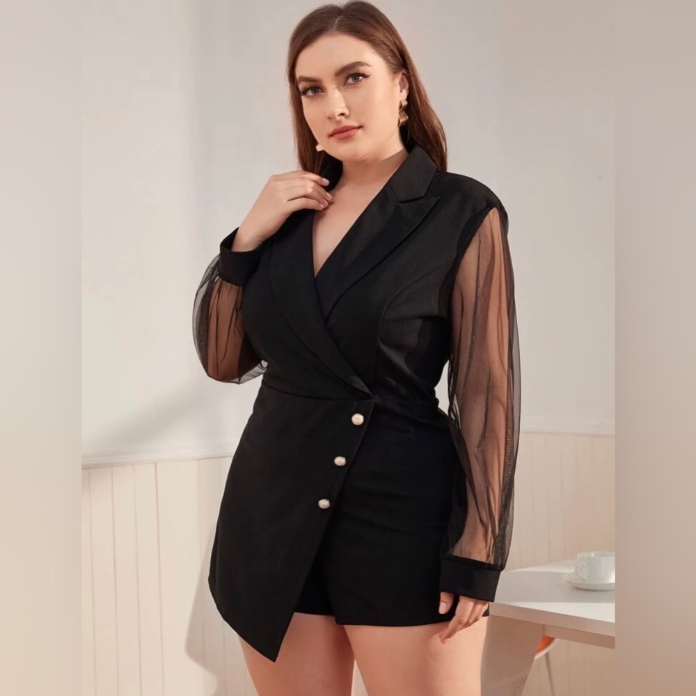 Assymetrical hem tuxedo style romper size 12.